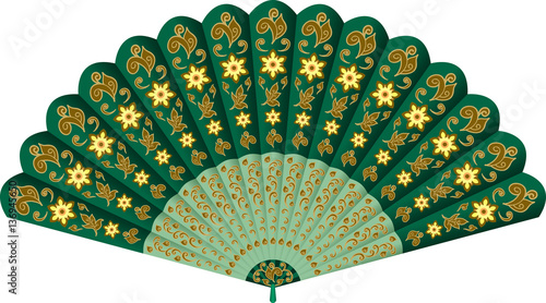 Hand fan with floral pattern