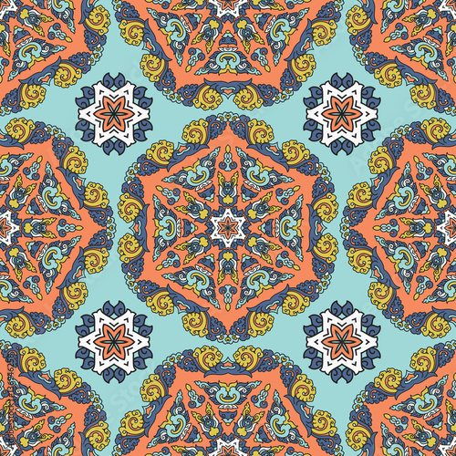 Vector seamless pattern ethnic style background. Vintage decorative texture for wallpapers, backgrounds and page fill. Indian, arabic motive.