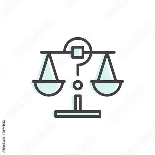 Vector Icon Style Illustration Card Logo of Justice, Decision Making, Balance Comparison Concept, isolated simple object
