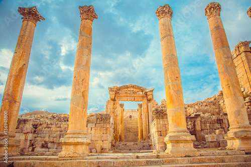 Obraz na płótnie Roman ancient ruins, city of Jerash, Jordan w salonie