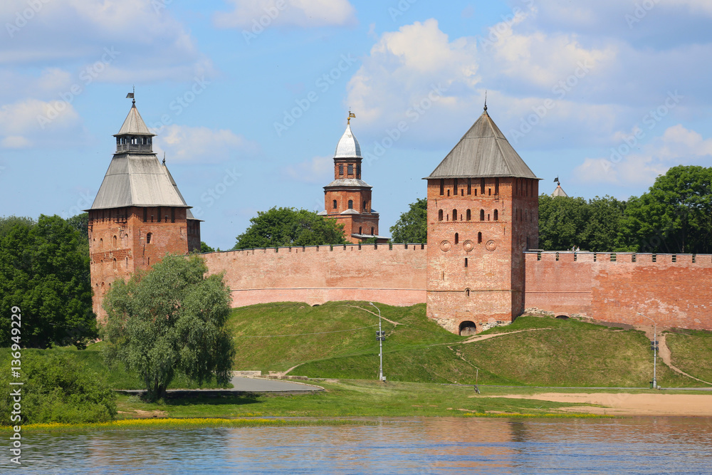 Towers of Veliky Novgorod Kremlin fortress