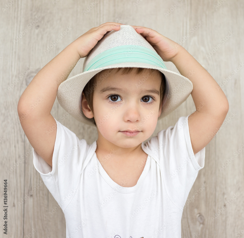 Happy little baby kid with hat Happy little baby kid with hat