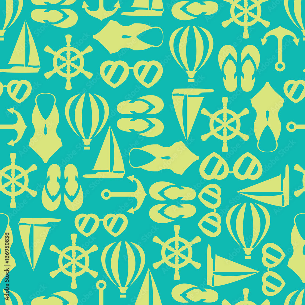Vector illustration of seamless pattern with summer symbols Vector illustration of seamless pattern with summer symbols