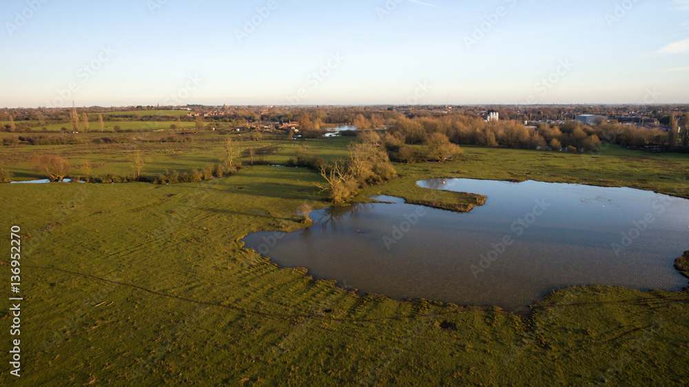 Drone Picture Aerial of a Lake in the English countryside