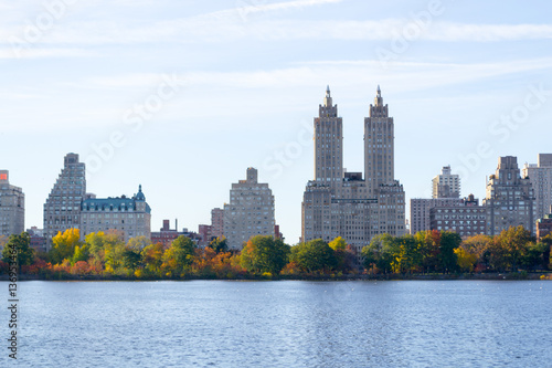 Fototapeta Naklejka Na Ścianę i Meble -  Iconic views of the Upper West Side by the Central Park Reservoi