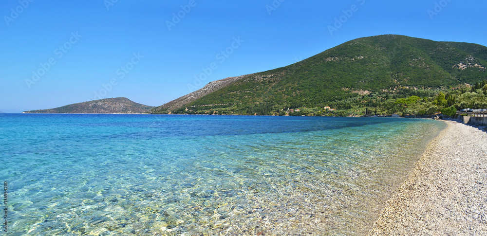 turquoise sea at Ithaca beach Ionian islands Greece