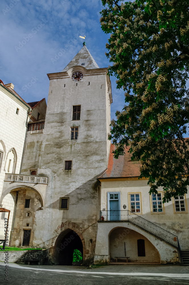 Courtyard of medieval royal gothic castle Krivoklat, Central Bohemia, Czech Republic