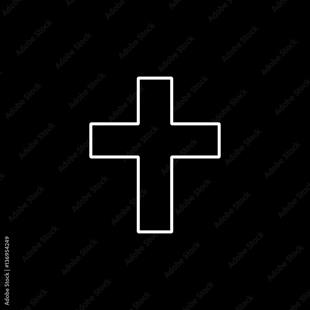 Obraz premium Religion cross line icon, religion & christianity, Religious sign, a linear pattern on a black background, eps 10.