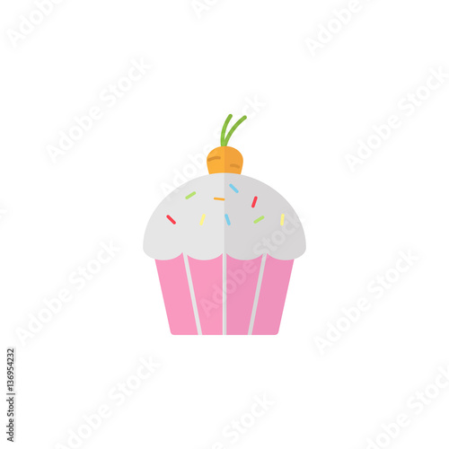 Easter cake with carrot flat icon, religion & holiday elements, Easter sweets, a colorful solid pattern on a white background, eps 10.