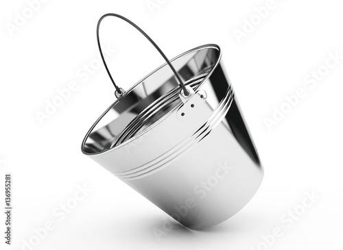 metal bucket isolated on white 3d render photo