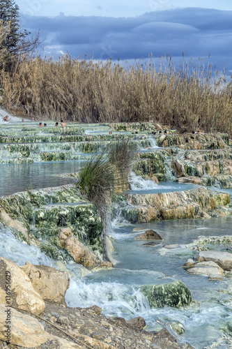 Cascate del Mulino, natural limestone pools and free spas in Saturnia, Grosseto, Tuscany, Italy