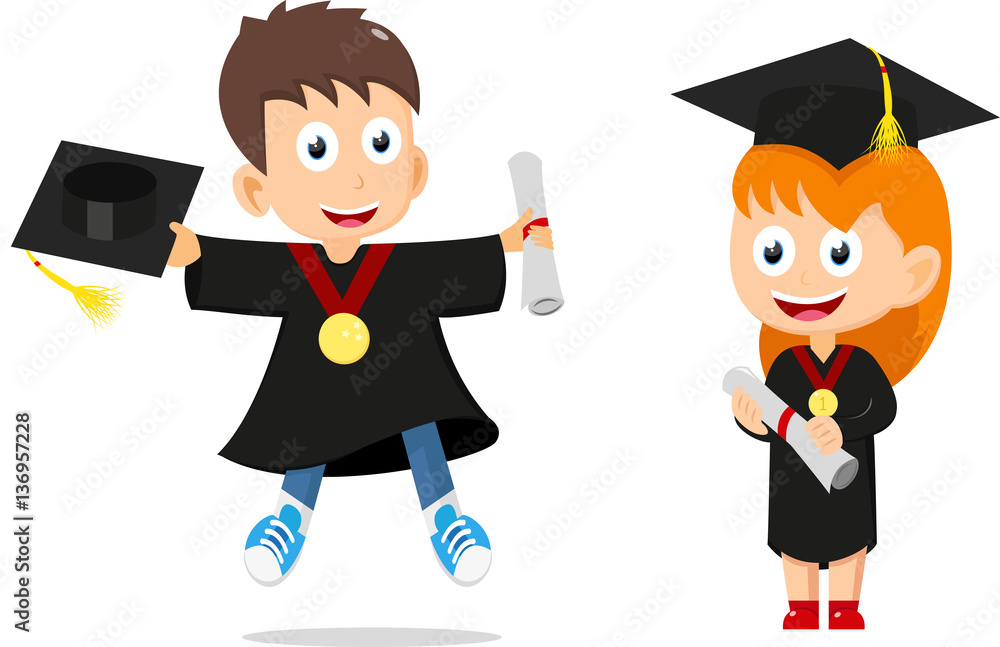 Happy graduates kids cartoon Happy graduates kids cartoon