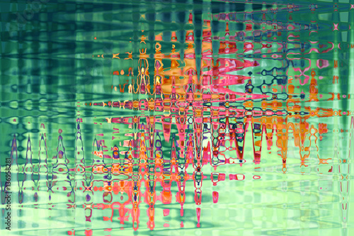 Bright chaotic zigzag brush strokes on a green background.