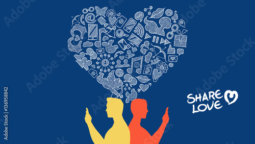 Social media internet love gay couple concept