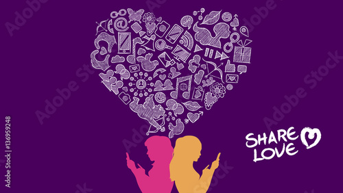Social media share love lesbian concept design