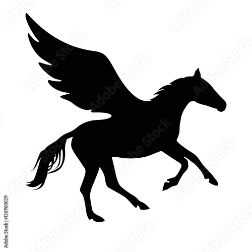 Pegasus vector symbol. Black on white