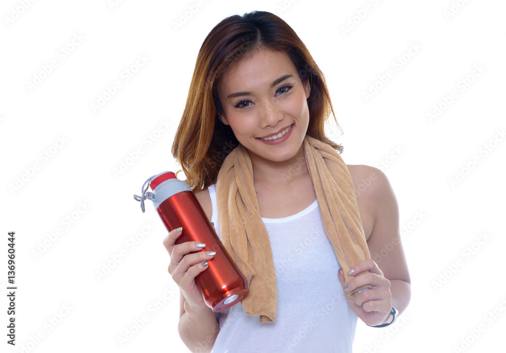 Fitness woman portrait isolated on white background Fitness woman portrait isolated on white background