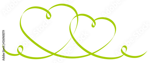2 Connected Green Calligraphy Hearts