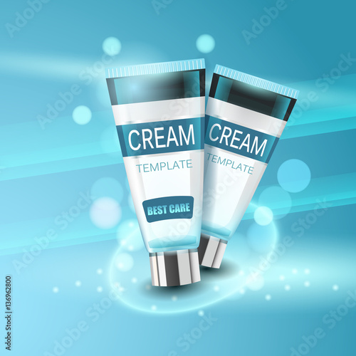 Vector realistic cosmetic bottles with natural elements.