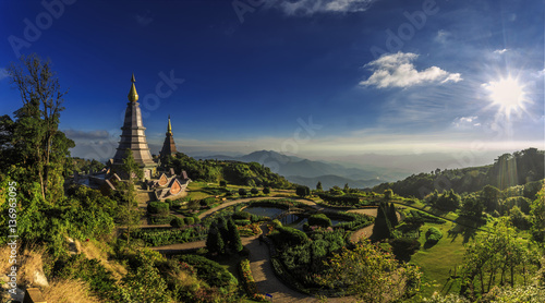 Landscape of twin stupa at Doi Inthanon National Park. © ibravery