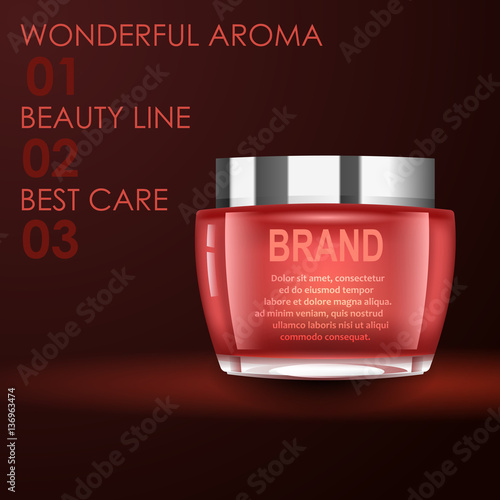 Vector realistic cosmetic bottles with natural elements.