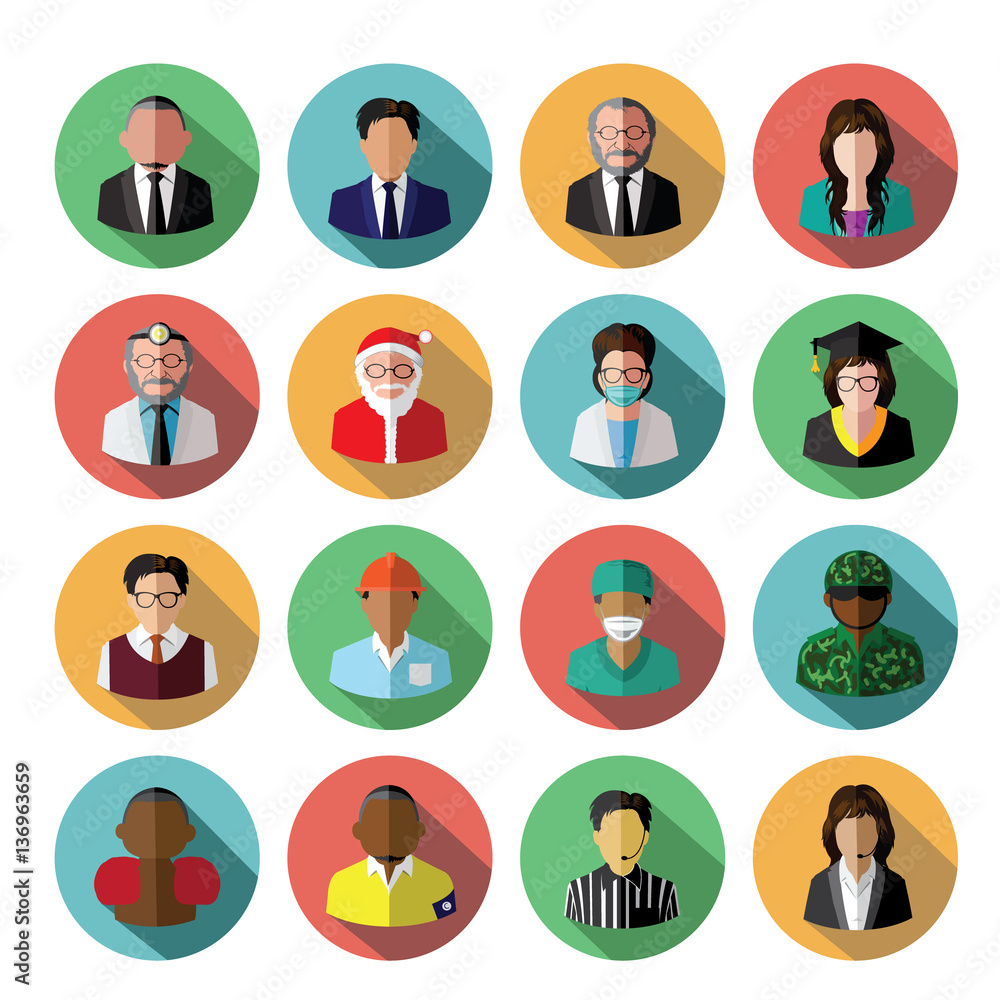 Modern flat people icons set Modern flat people icons set