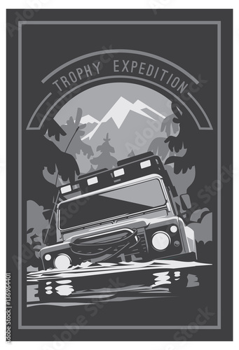 Off-road car logo, safari suv, expedition offroader.