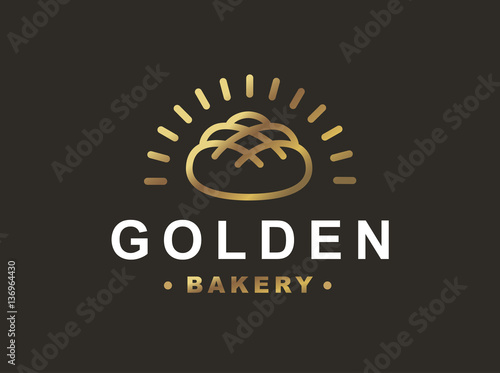 Bread logo - vector illustration. Bakery emblem design on black background