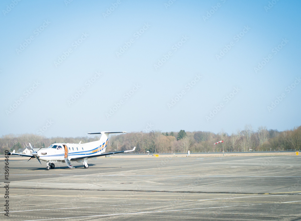 Propeller plane on tarmac Propeller plane on tarmac