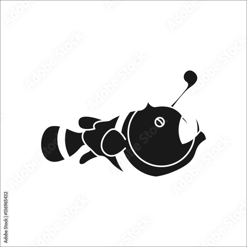 Lantern fish simple silhouette icon on background