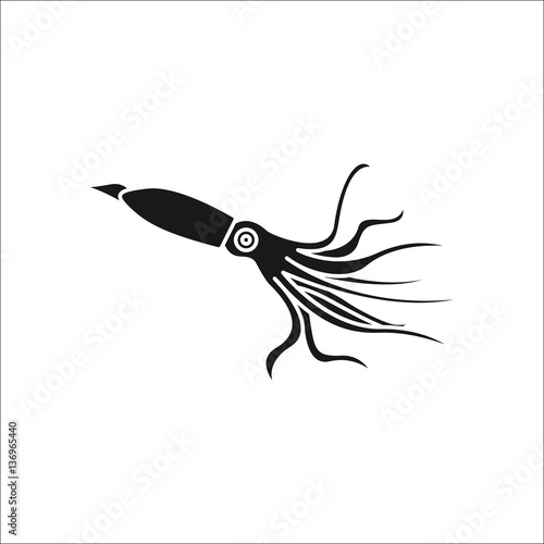 Cuttlefish or squid simple silhouette icon on background
