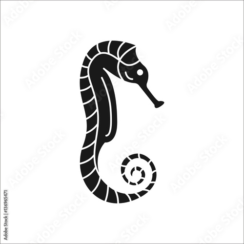 Seahorse simple silhouette icon on background