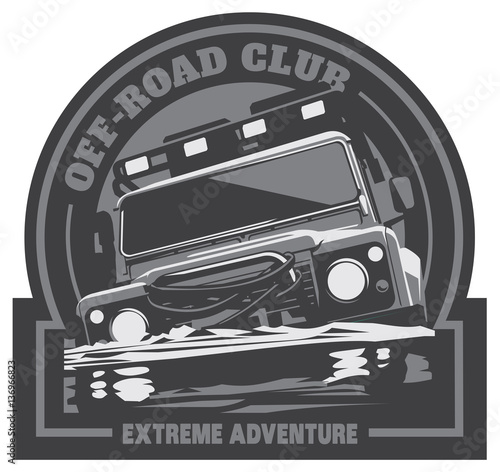 Off-road car logo, safari suv, expedition offroader.