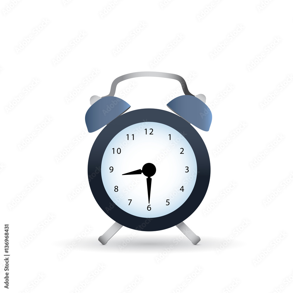 Classic dark alarm clock over white background Classic dark alarm clock over white background