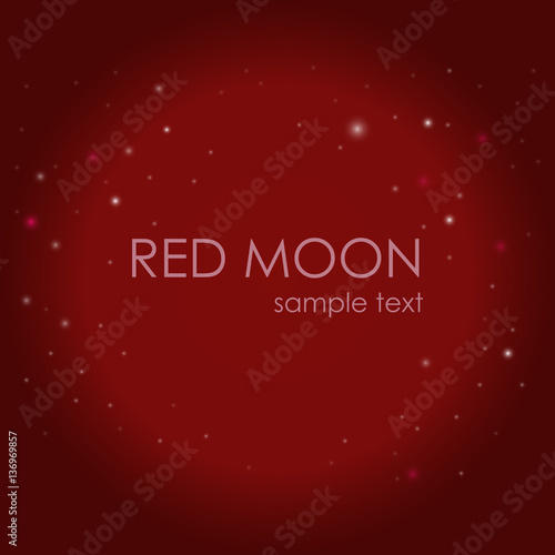 Red moon on the background of the starry sky. 
