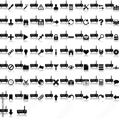Router Symbol mit Overlays und Spiegelungseffekt
