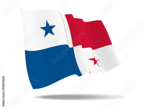 illustration Republic of Panama flag waving Isolated on White Background,vector