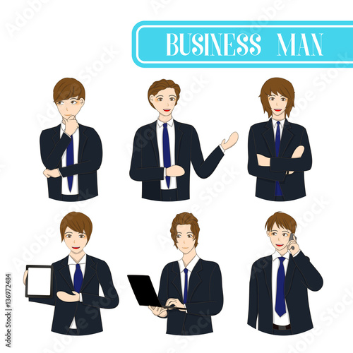 Set Handsome Business Man C...