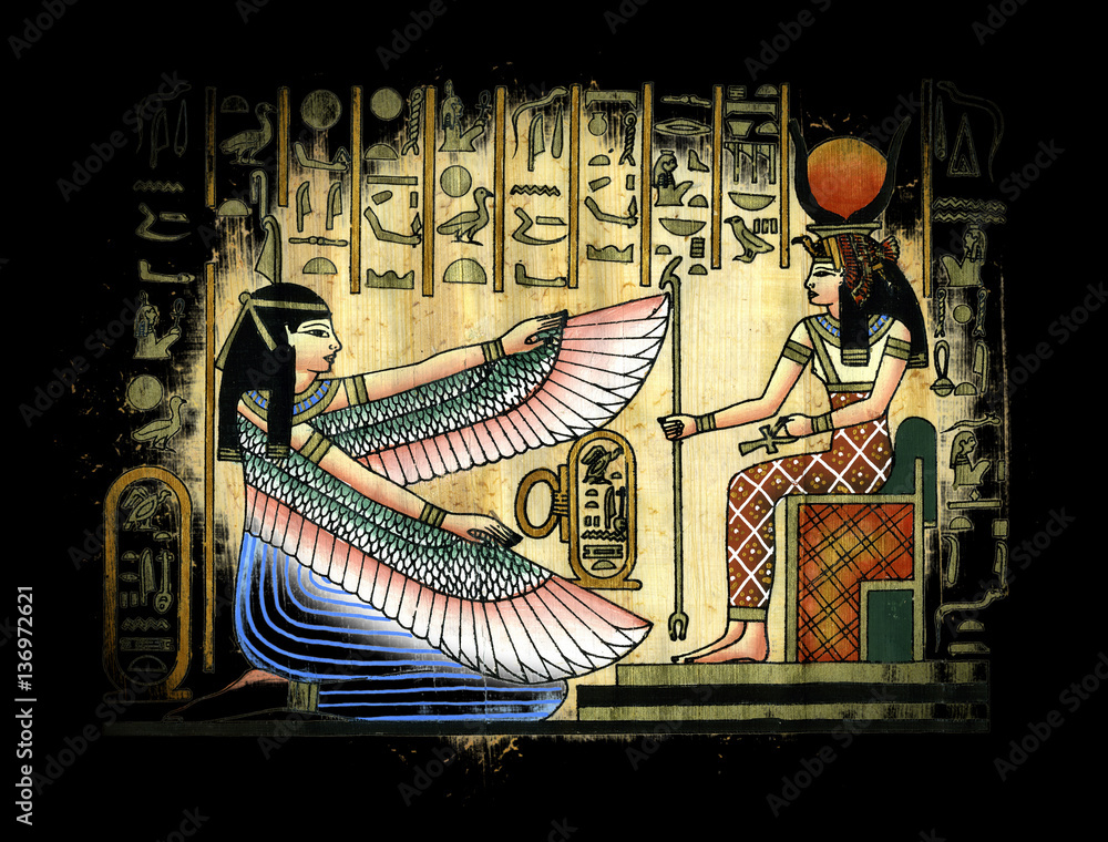 Ancient Egypt scene mythology. Egyptian gods and pharaohs Stock Photo ...