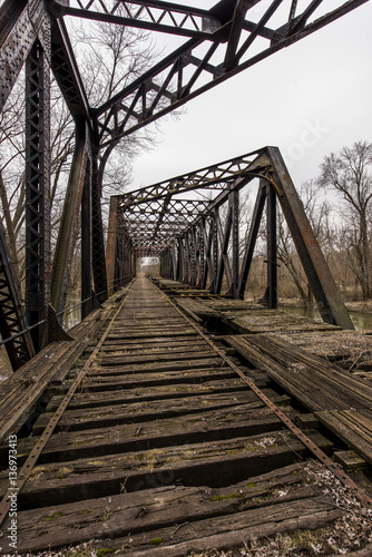 Abandoned, Derelict Railroad Bridge over Shenango River in Pennsylvania