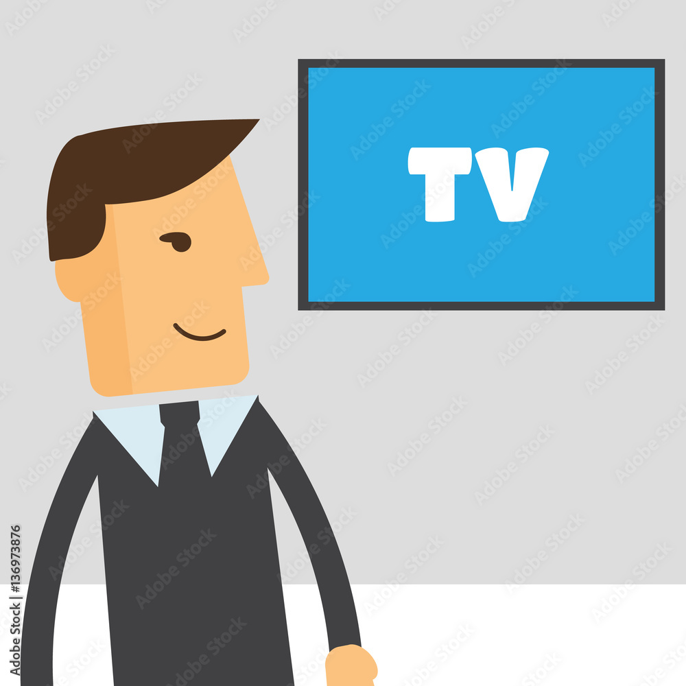 Man watches TV vector illustration. Watching TV vector Man watches TV vector illustration. Watching TV vector
