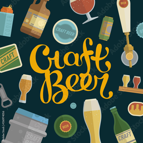 Seamless pattern with craft beer lettering.