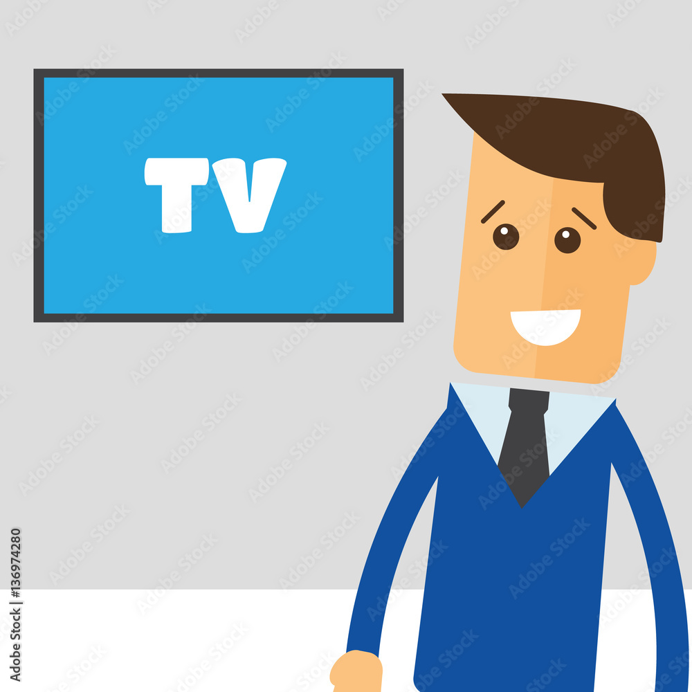 Man watching TV. Watching TV vector illustration