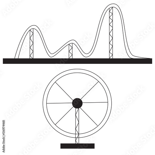 Amusement ride or luna park roller coasters entertainment vector