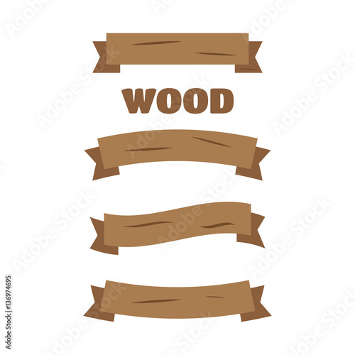 Wooden signs. Vector wood isolated brown boards. Wooden plank fo