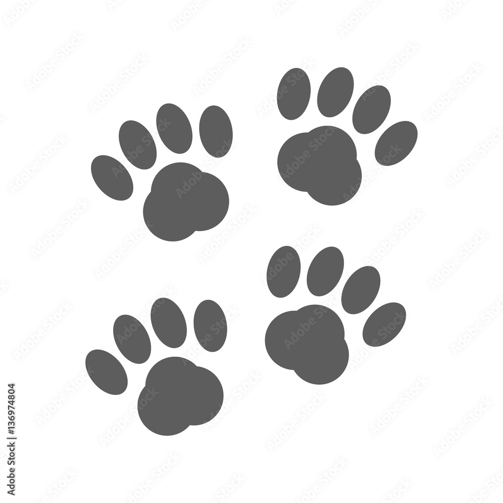 Fototapeta premium Cat's paw flat icon set in different color