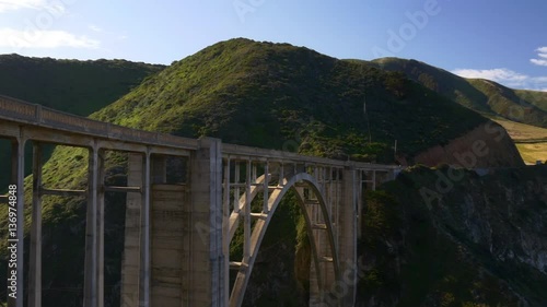 summer morning famous california bixby creek bridge big sur panorama 4k usa
