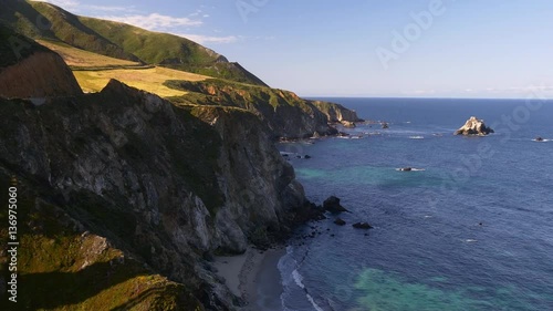california sunny day famous big sur ocean bay panorama 4k usa
