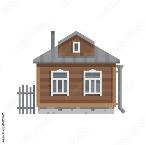 Old Russian country house. Vector flat.