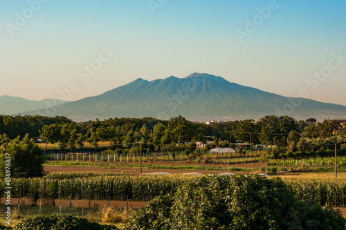 Fotografie View of Mount Vesuvius in a hod summer day